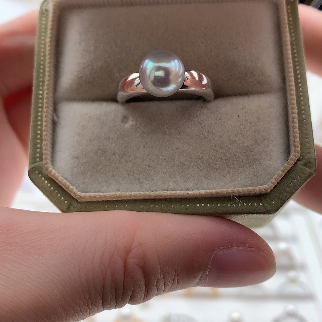 海水珍珠银S925镶嵌8.5-9mm真多麻