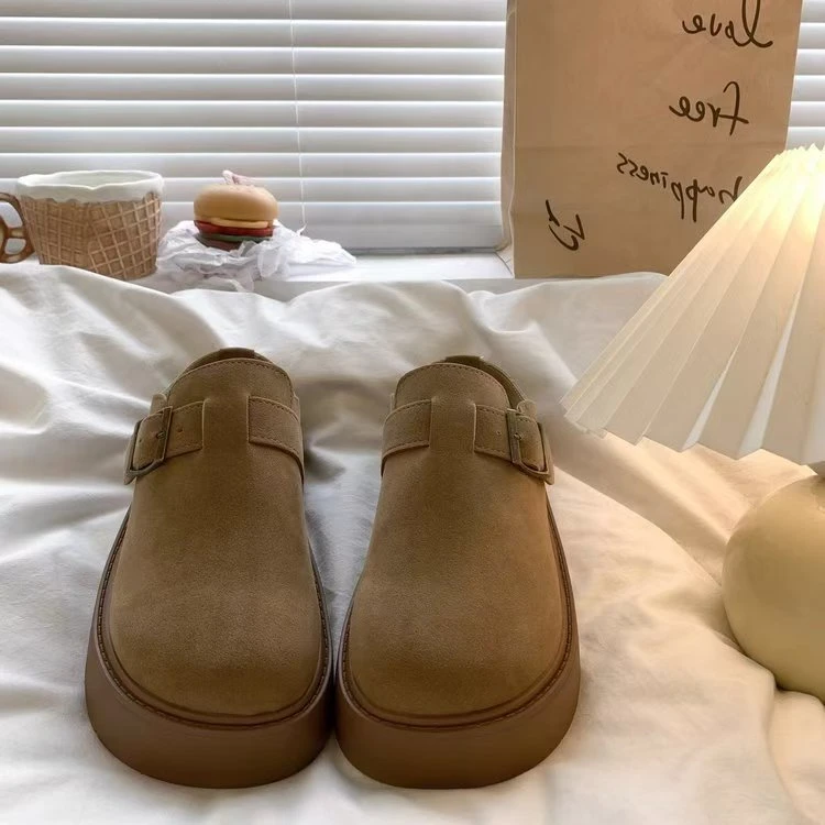 软勃肯鞋厚底包头拖鞋女2025春秋新款外穿半拖鞋博肯鞋