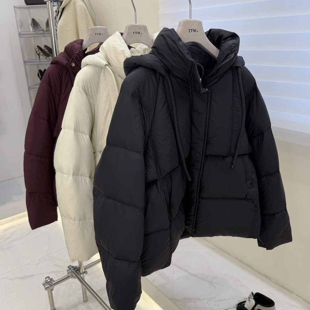 68331女士短款白鸭绒秋冬季连帽面包服羽绒服外套时尚