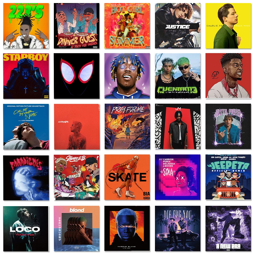 80张英语书封面贴纸hiphop欧美专辑周边酷拽创意贴画装饰行李箱