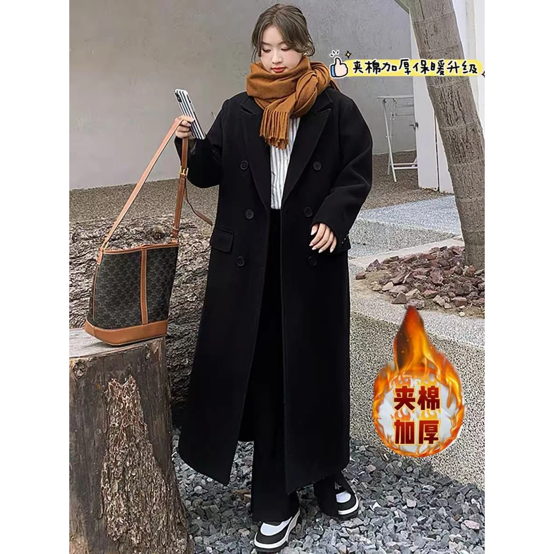 8149  M夹棉加厚毛呢大衣女中长款2025年秋冬过膝赫本风呢子外套