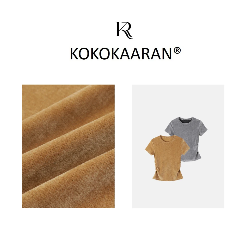 kokokaaran/可可咔伦25早春设计感压褶气质百搭短袖T恤SH250141