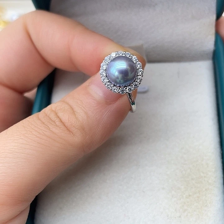 海水珍珠戒指银S925镶嵌