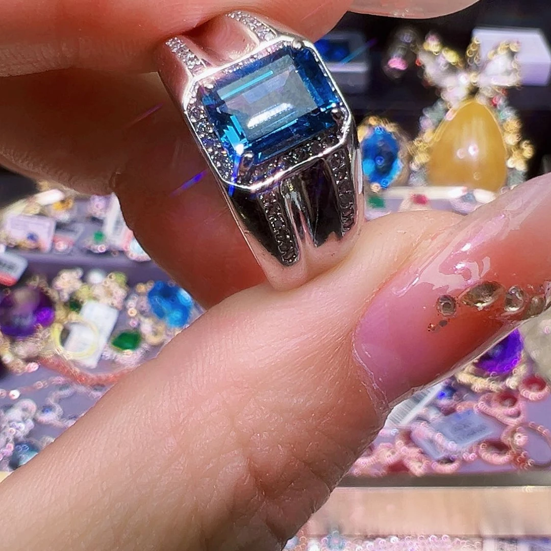 银S925镶嵌戒指托帕石