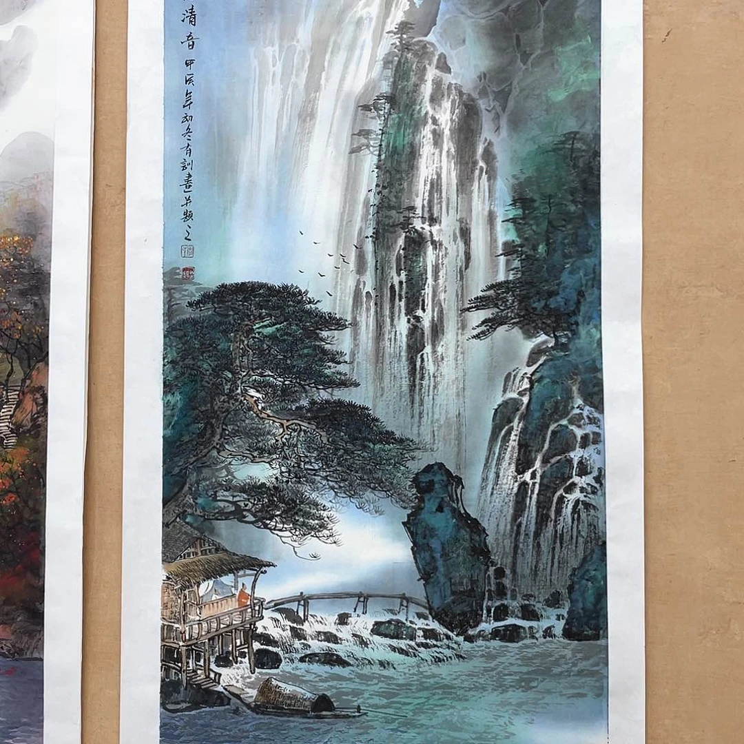 国画手绘国画精品山水，李有训，画心价