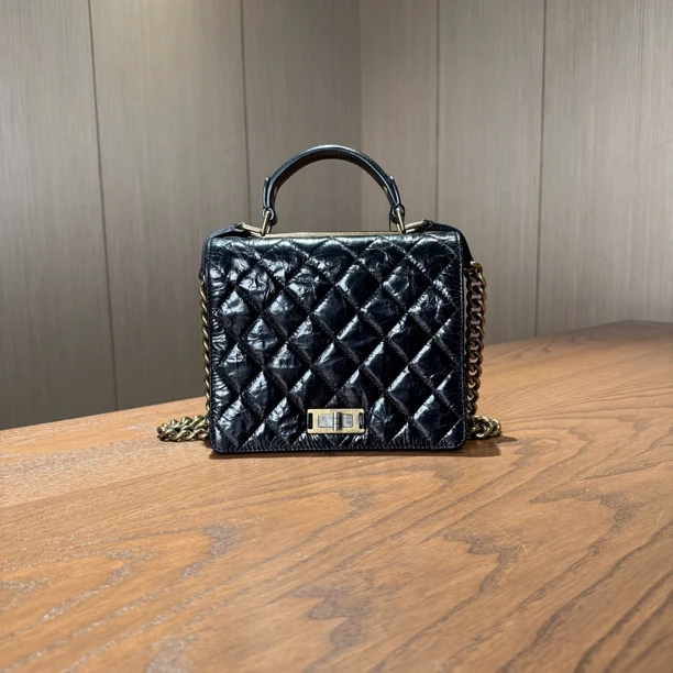 99新 Chanel/香奈儿 2.55爆裂纹手提单肩包 15开 尺寸20x17