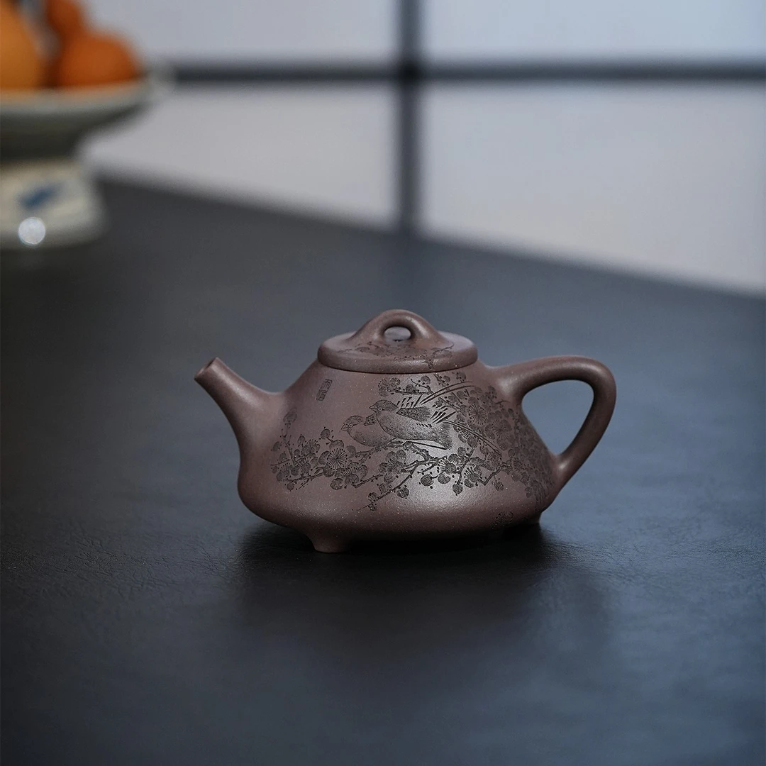 【顶蜀】子冶牛盖天青石瓢深井茶具紫泥高温气窑小容量紫砂壶纯手工