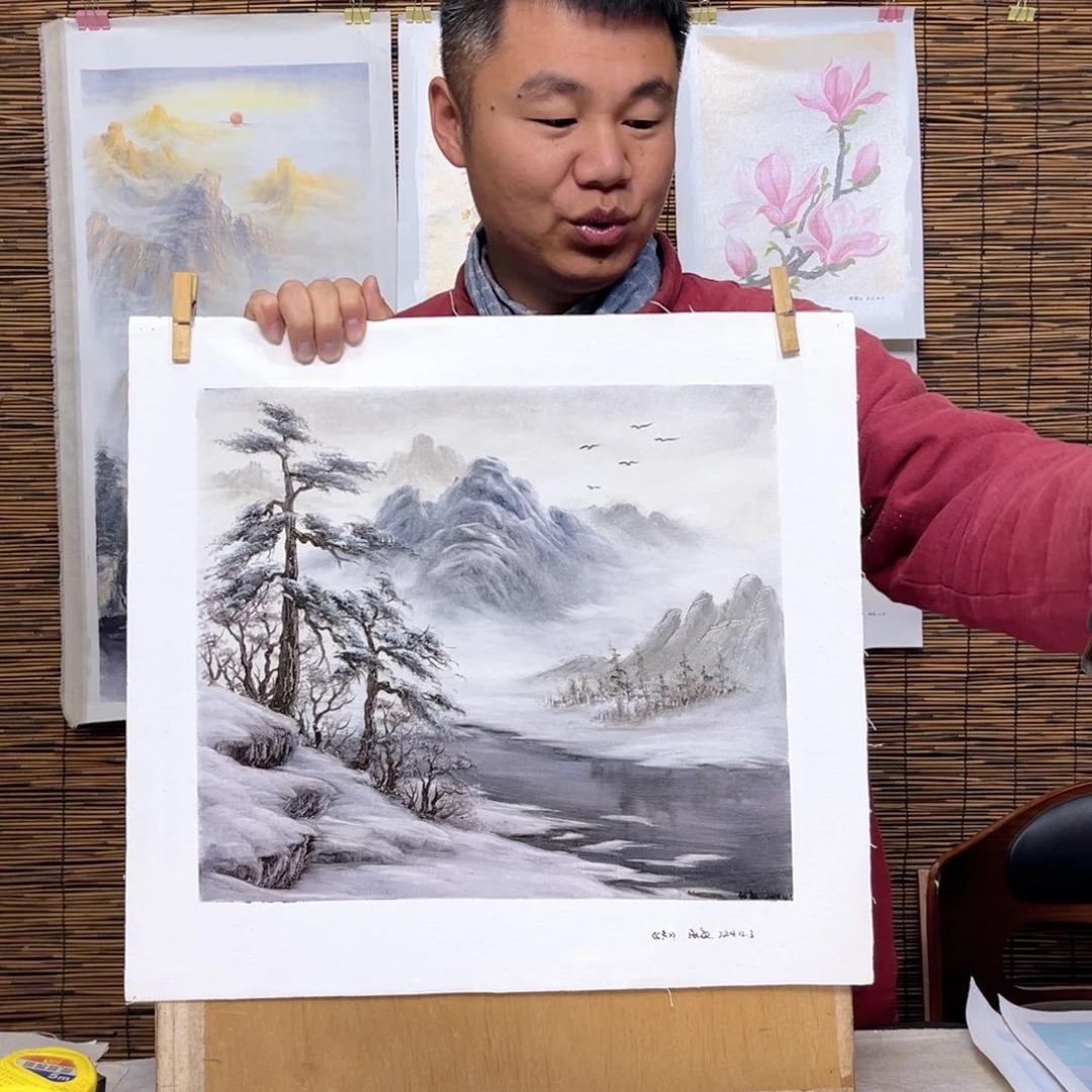 油画行路人小院绘画作品竞拍