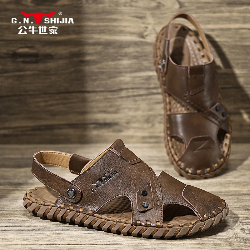 公牛世家凉鞋男2025年春季软底休闲舒适凉拖鞋外穿防滑防水沙滩鞋