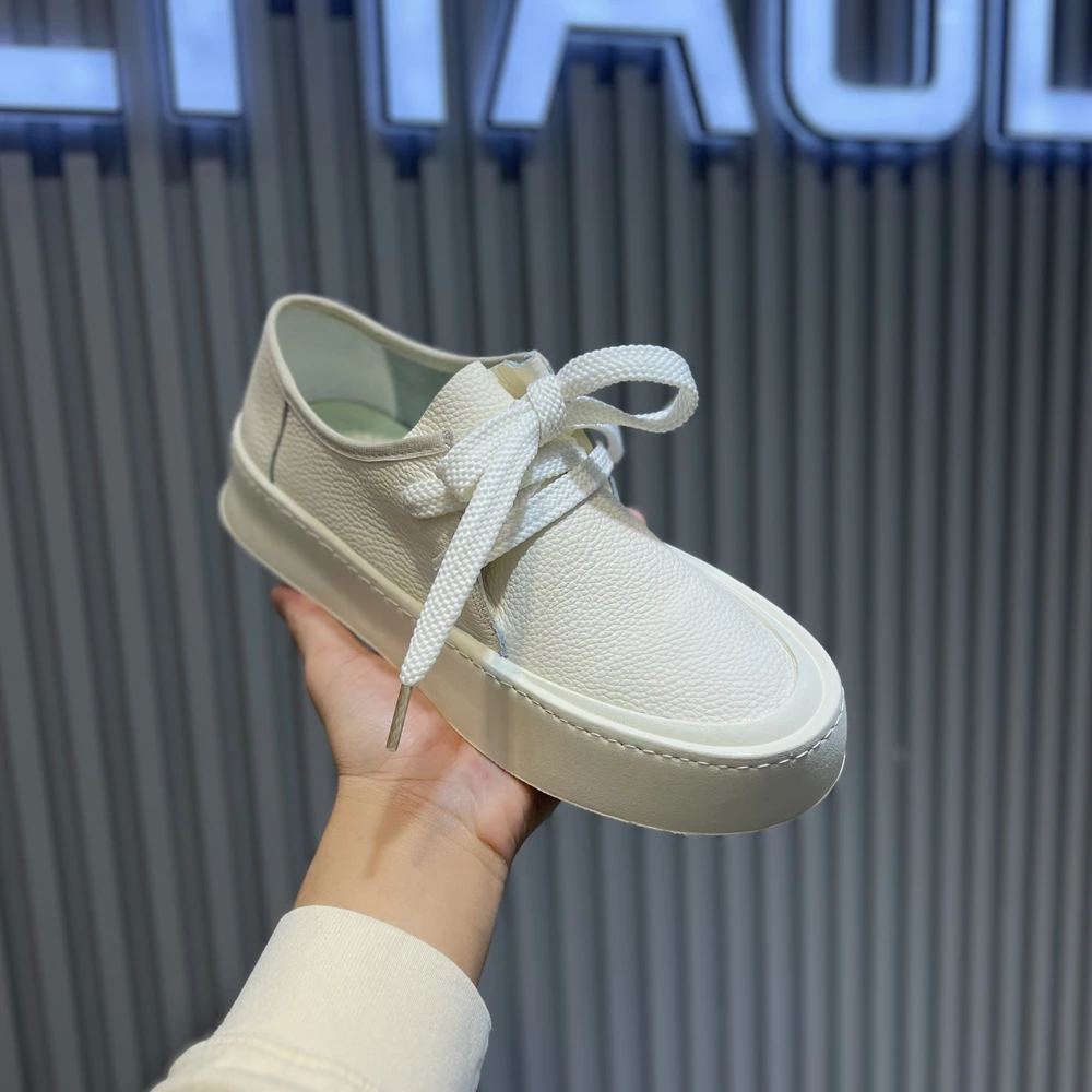 真皮头层牛皮简约百搭厚底鞋时尚运动百搭软底舒适男士潮流休闲鞋