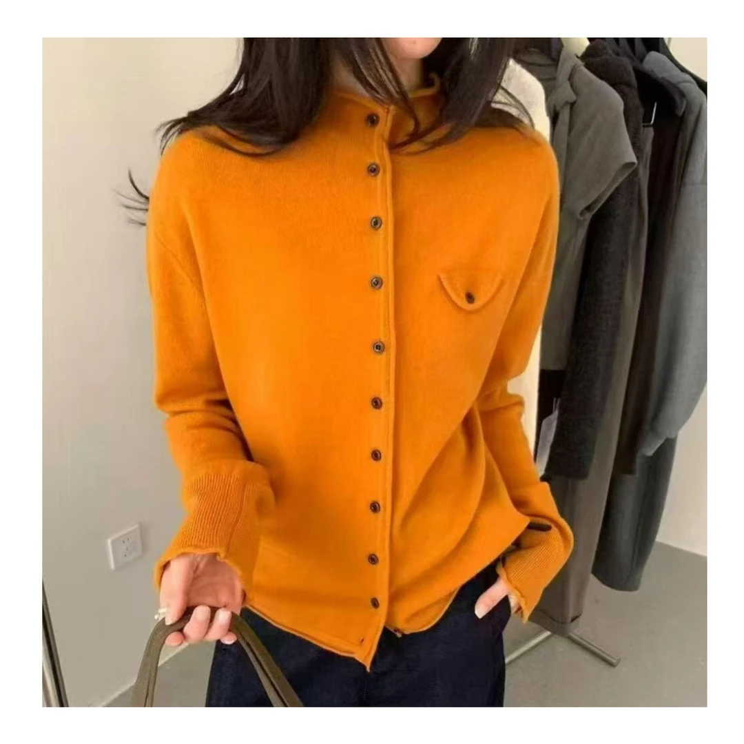 欧货～羊绒混纺，一排扣长袖针织毛衣，均码，百搭，显瘦