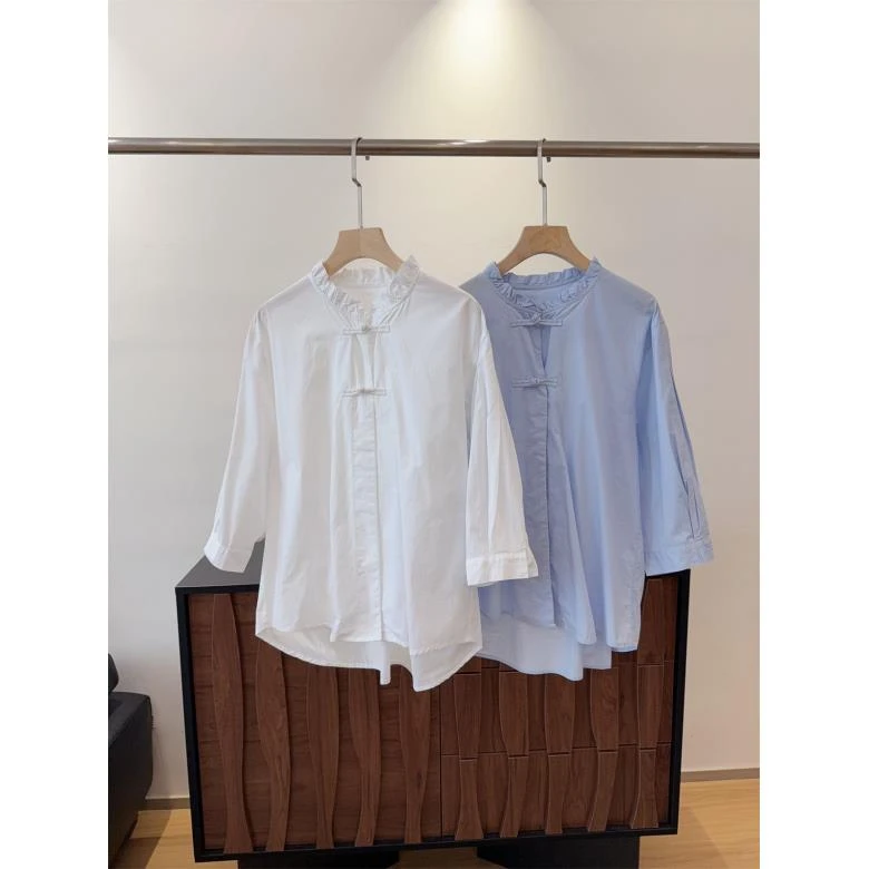 100棉 盘扣新中式衬衫女