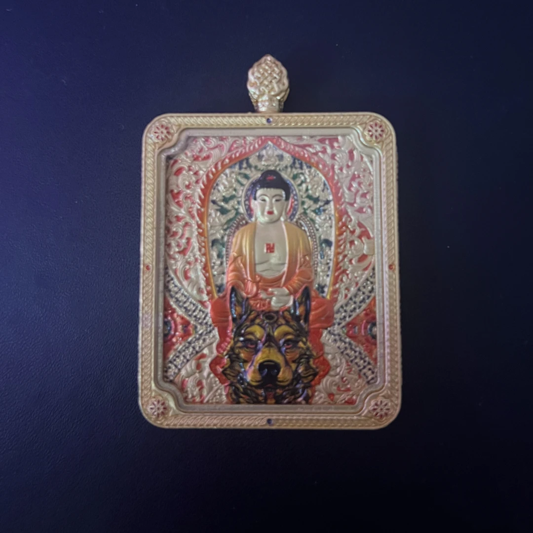 合金项链 唐卡十二生肖(狗) 双面,浮雕款