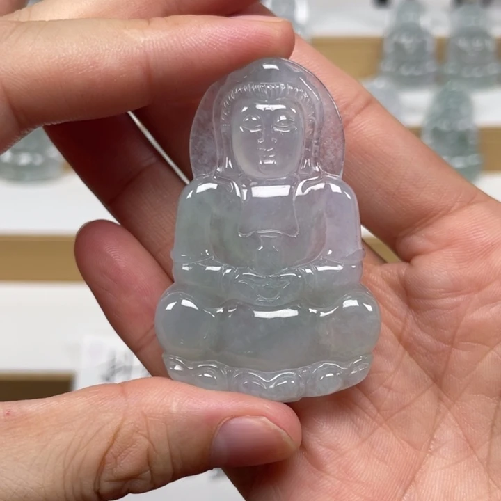 翡翠未镶嵌颈饰天然缅甸翡翠A货观音20号