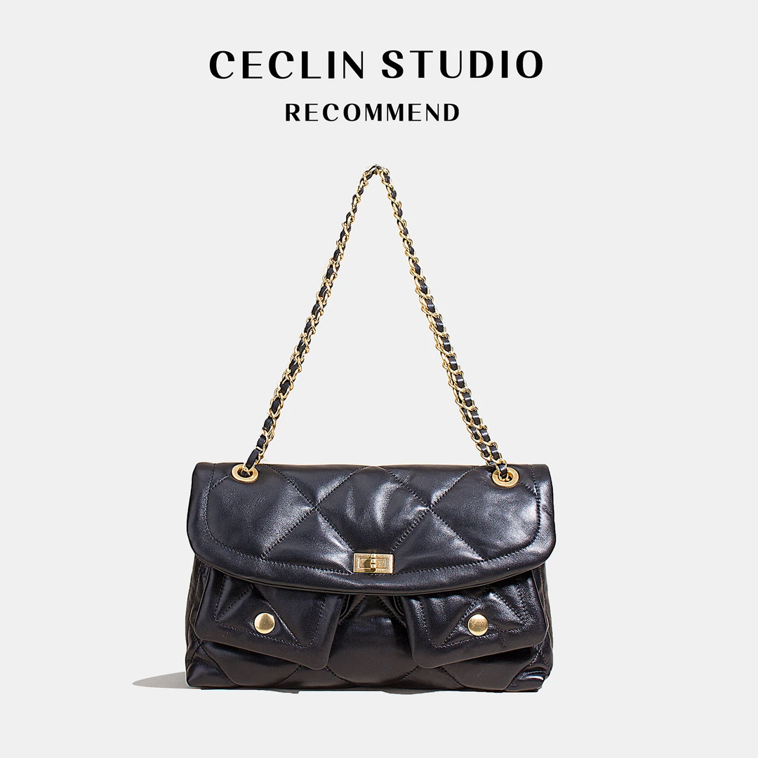 CECLIN小香风包包25K购物袋大容量腋下包链条包斜挎包高端女包