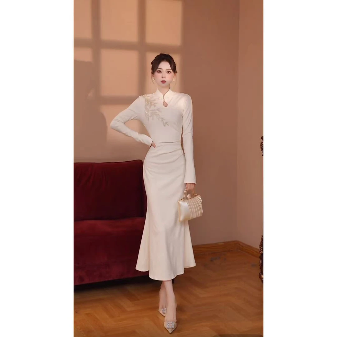 【瑞瑞定制】【无拉链】法式连衣裙女2025新款秋冬季显瘦长袖裙TX0267