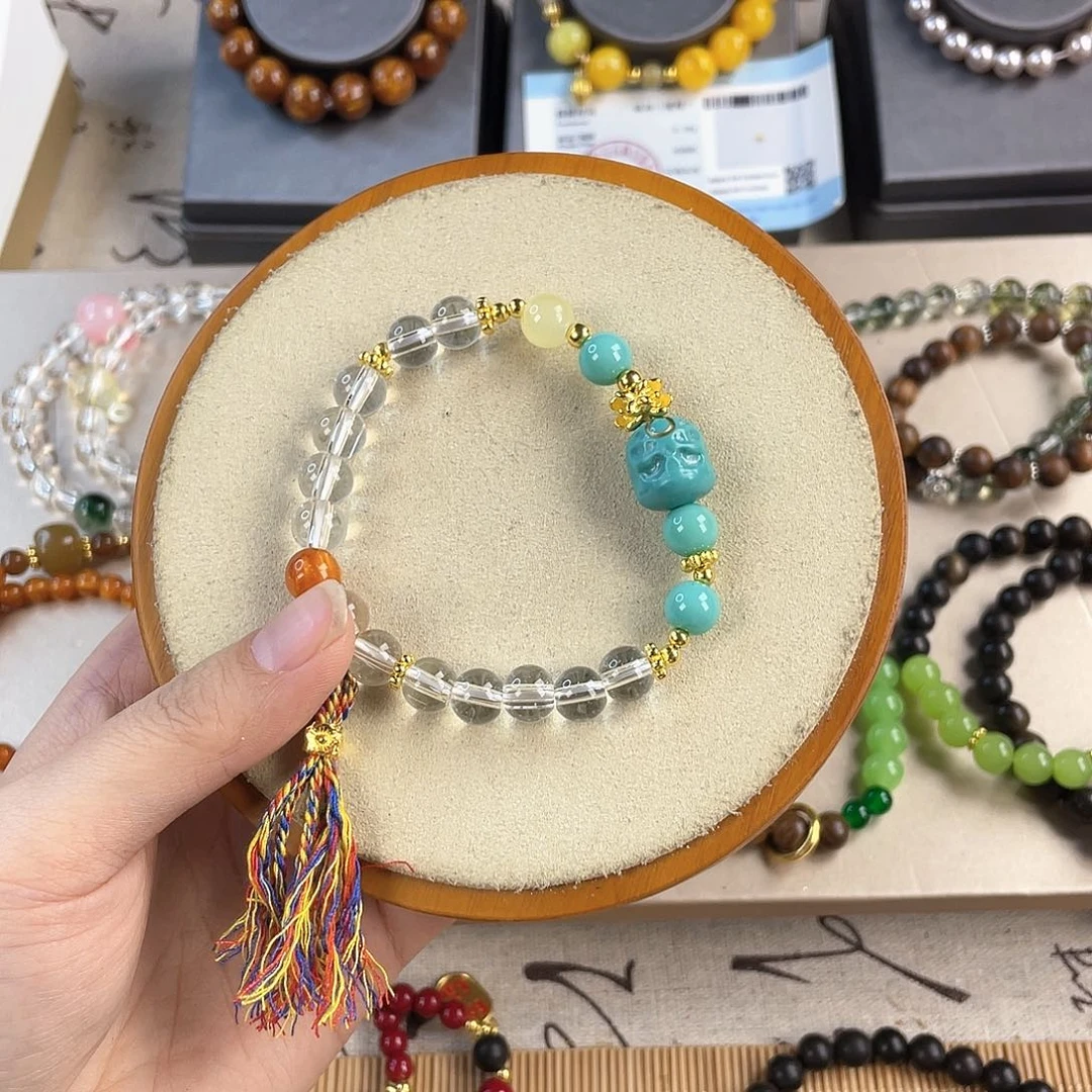 绿松石手饰银S925镀金镶嵌