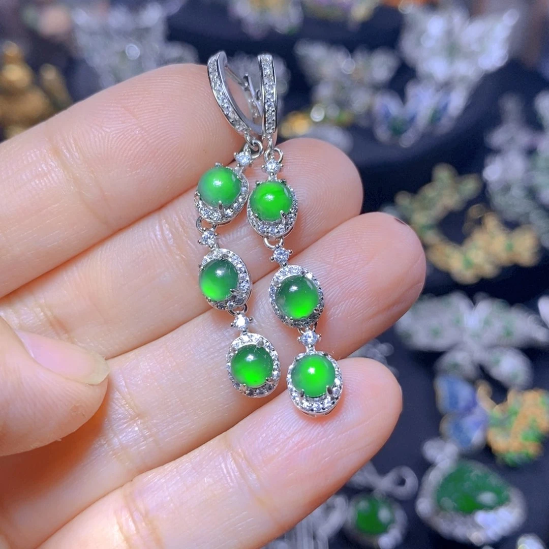 翡翠银S925镶嵌吊坠(不含链)天然资源