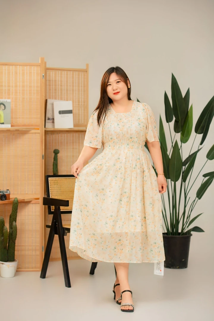 【学莉专属】2025夏新胖mm高腰松紧腰大码遮肉显瘦碎花连衣裙040