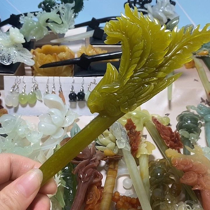 蛇纹石玉合金发簪