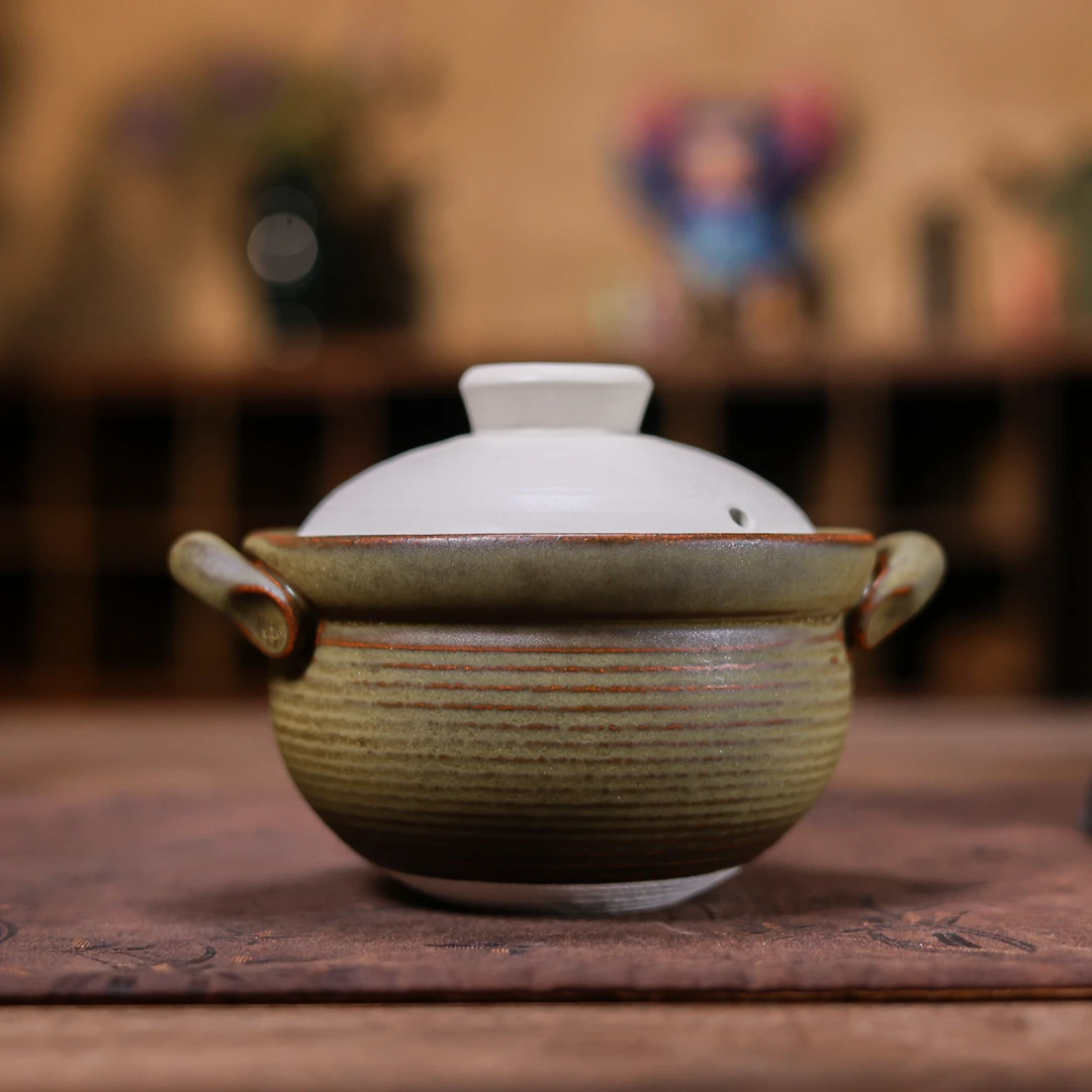 茶褐釉阔耳土锅0.48L(灰念0624) 茶道配件
