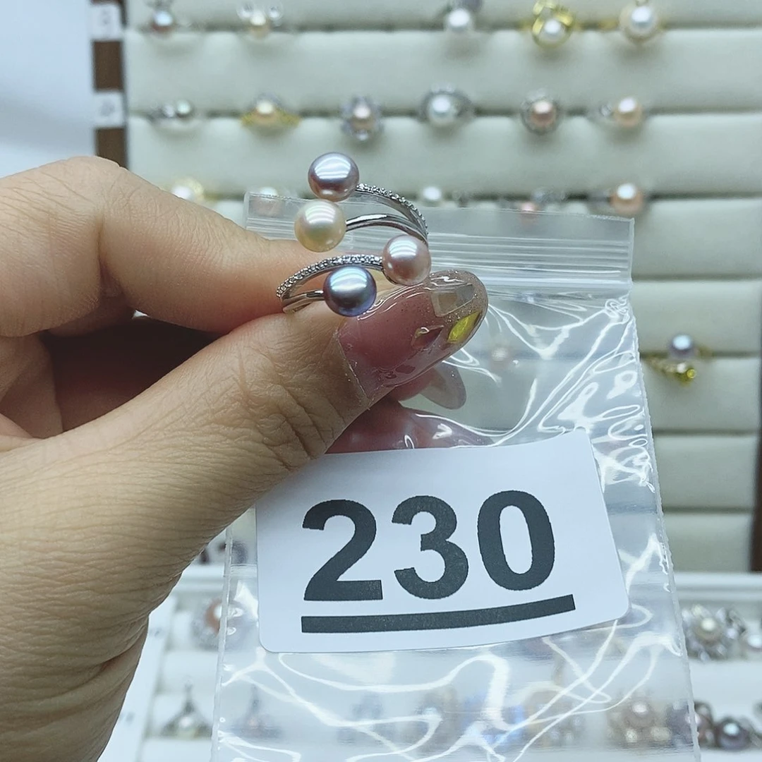 淡水珍珠戒指银S925镶嵌230