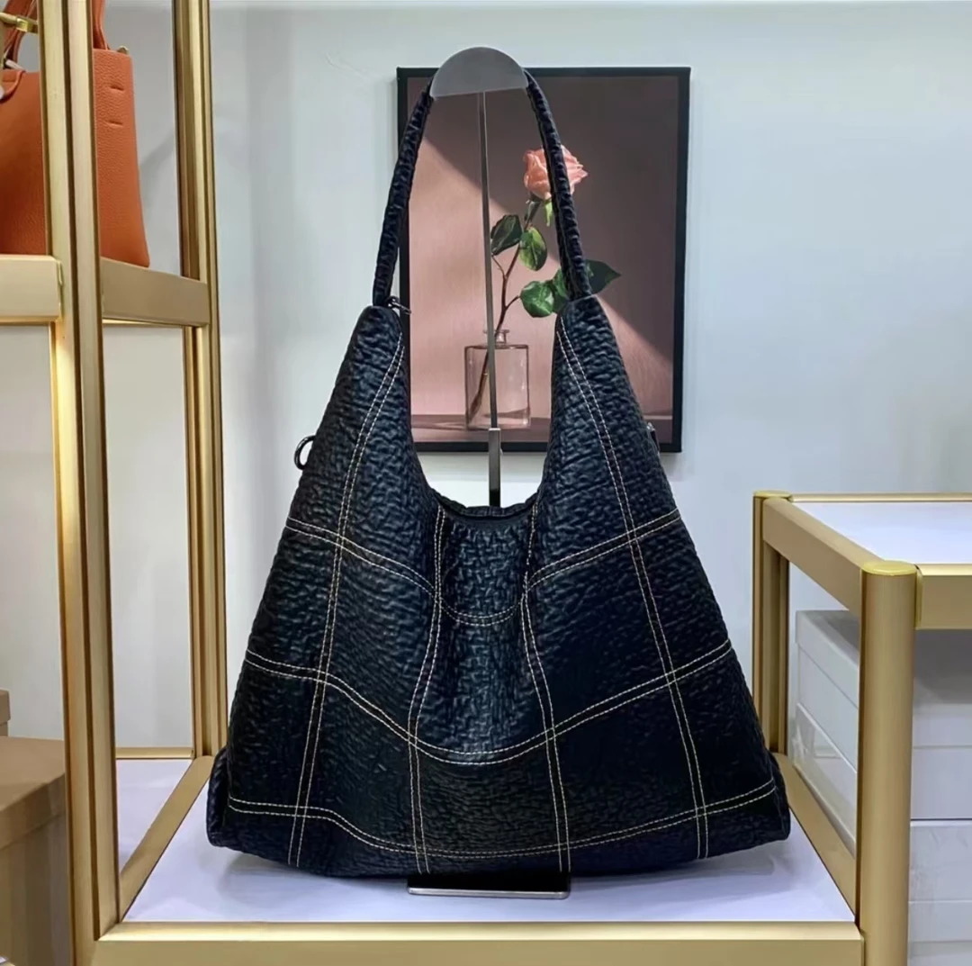 原创设计师款 单肩斜挎包大容量高端气质时尚大托特女包格子6090