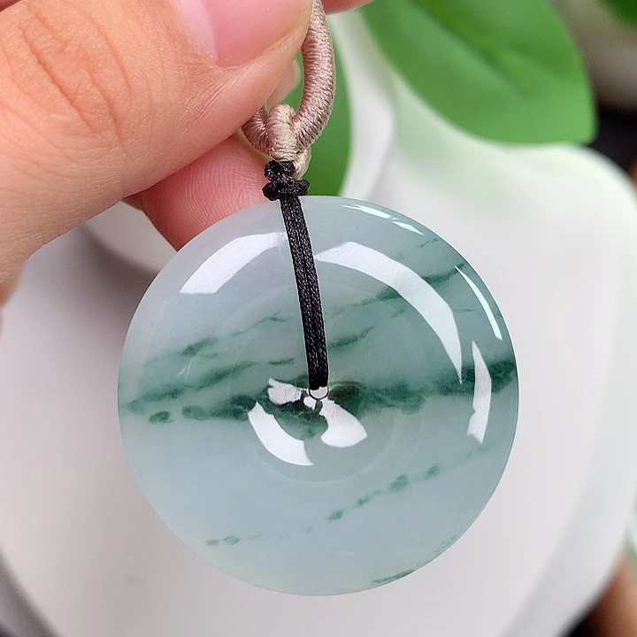 翡翠未镶嵌颈饰平安扣 35.5x5.6mm