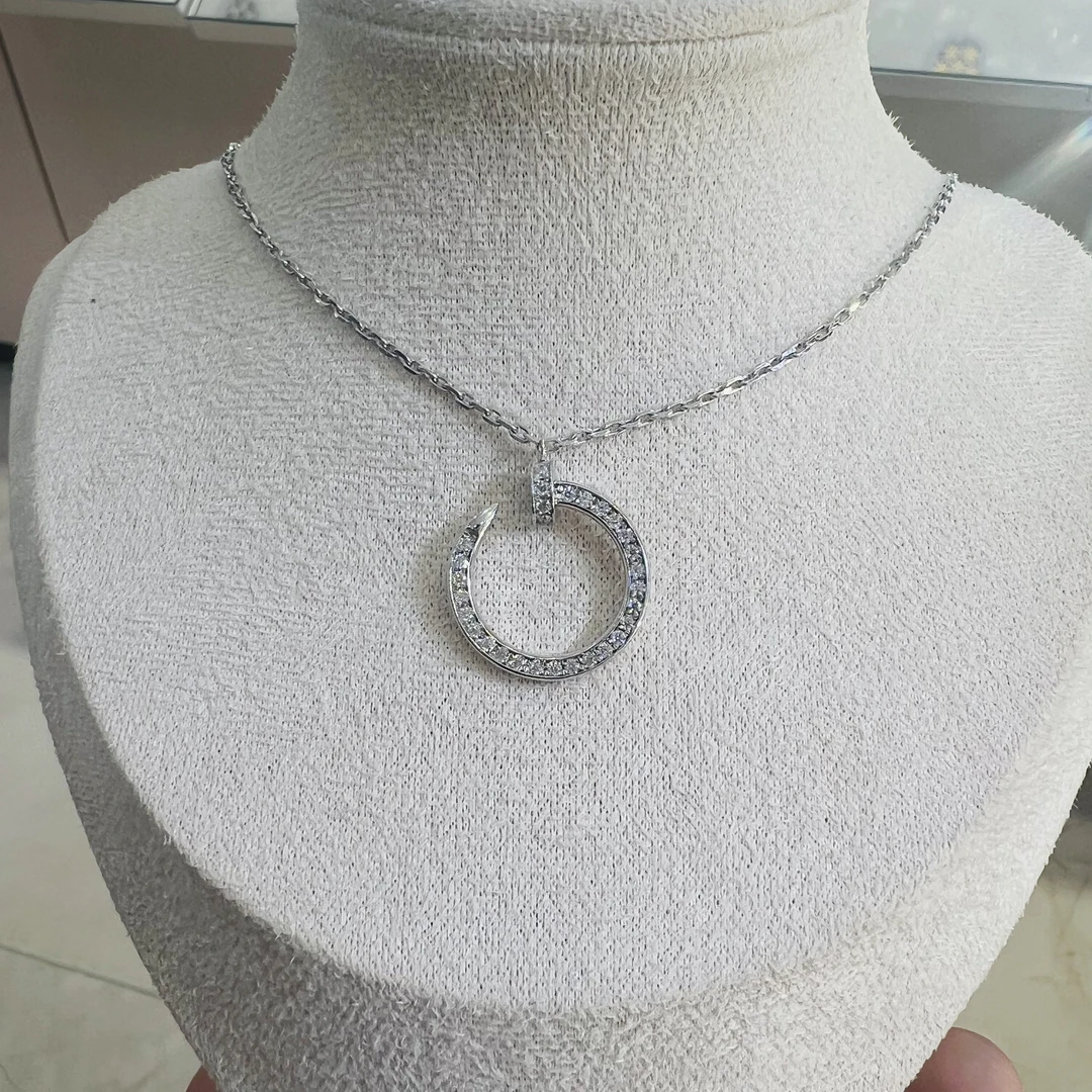 钉子铂金项链 pt950项链 满钻