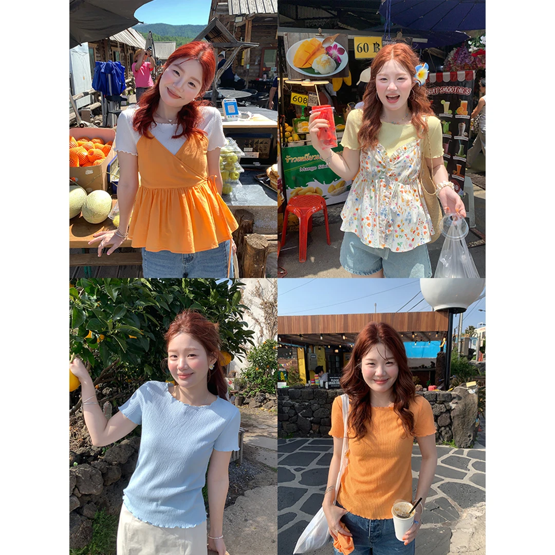 火火火【叠搭刚需】韩系百搭木耳边t恤叠搭上衣T33158HH52