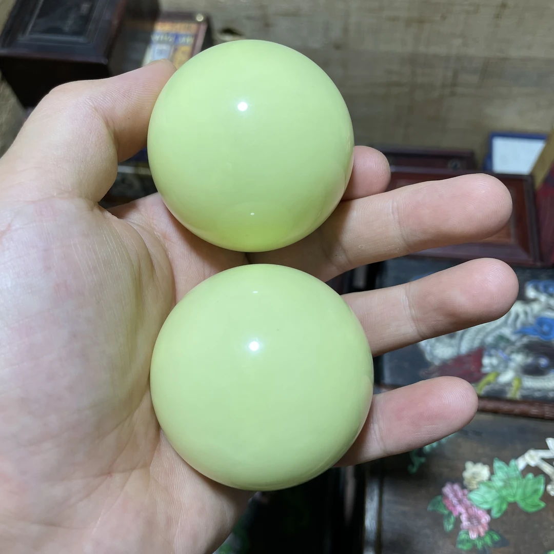 夜光石手工手球一对