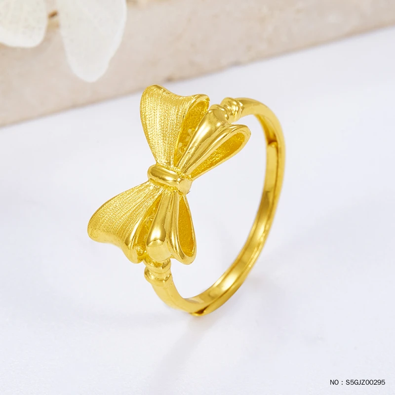 【足金5G蝴蝶结12戒指】足金活口戒指【不支持7天无理由退换货】