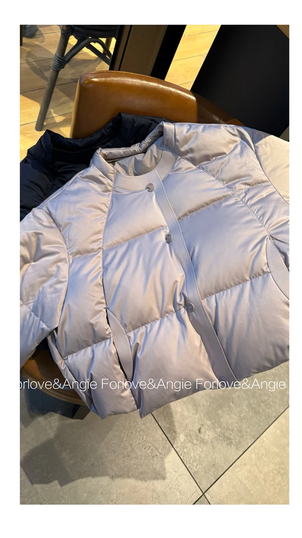 F.AN-“磁吸扣”高品质极简设计理念缎面圆领羽绒服