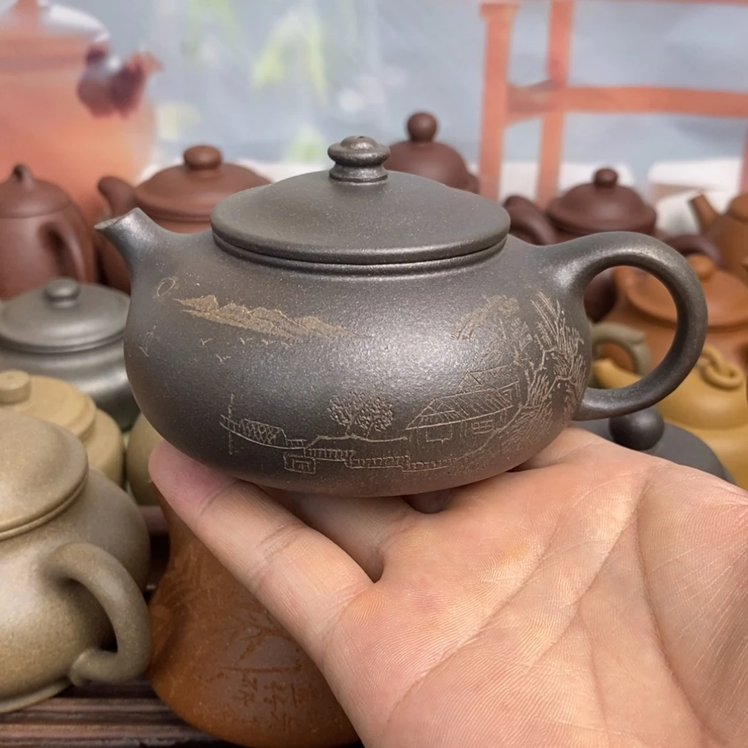 茶壶紫砂寒江羊角山深井紫泥还原烧200毫升左右0添加
