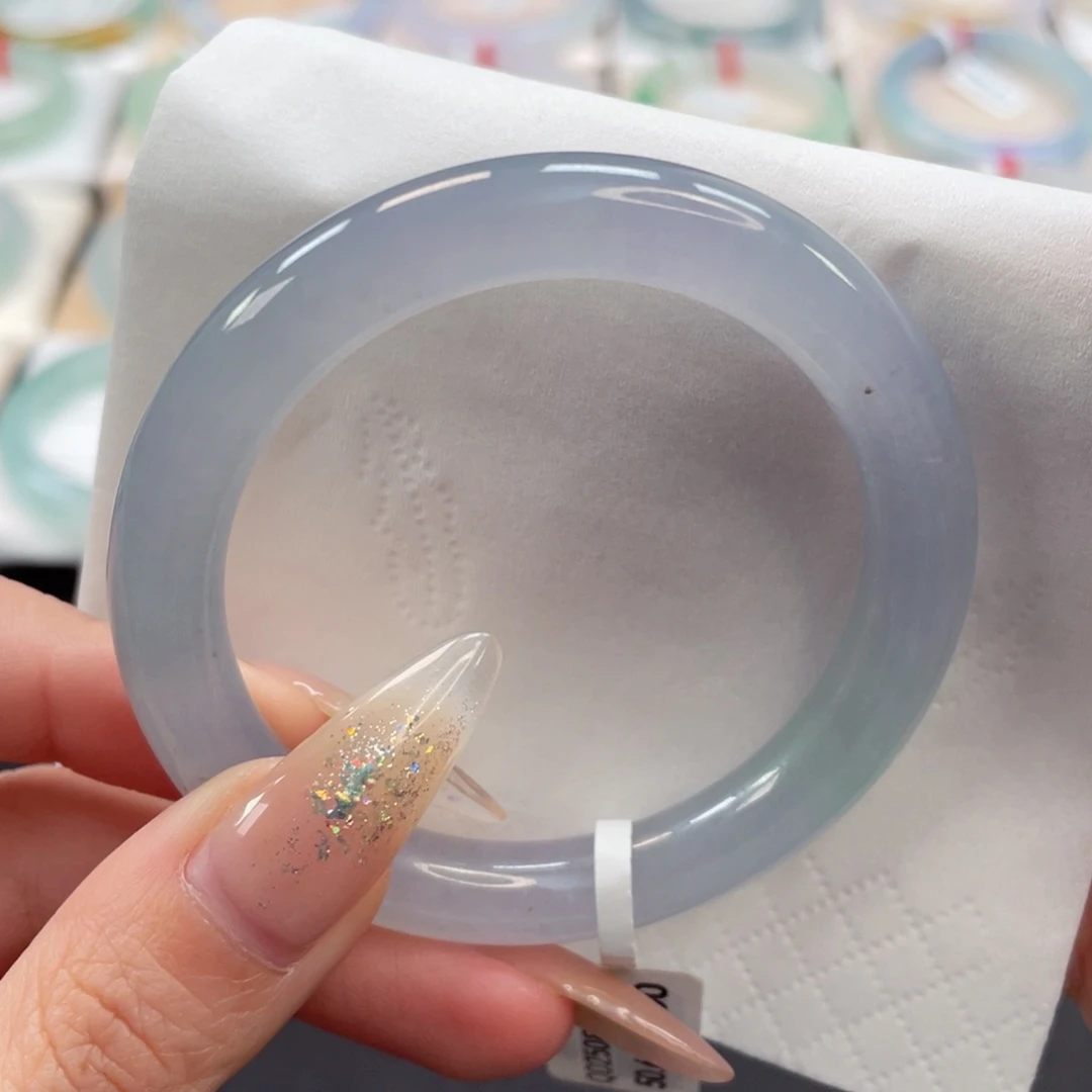 未镶嵌手镯翡翠50.6种色毕业高冰蓝紫14号