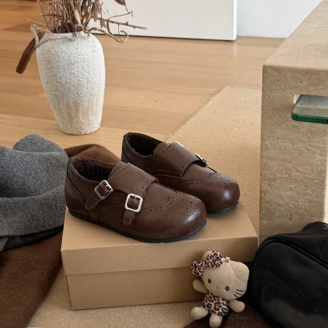 复古真皮乐福鞋女2025秋冬加绒博肯棉鞋英伦风轻便软底一脚蹬