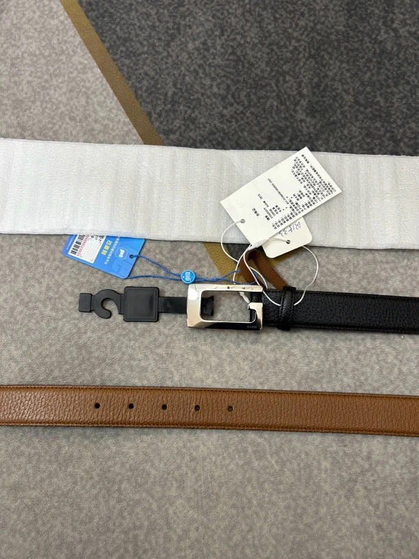 99新 GUCCI/古驰 黑棕拼色银扣腰带