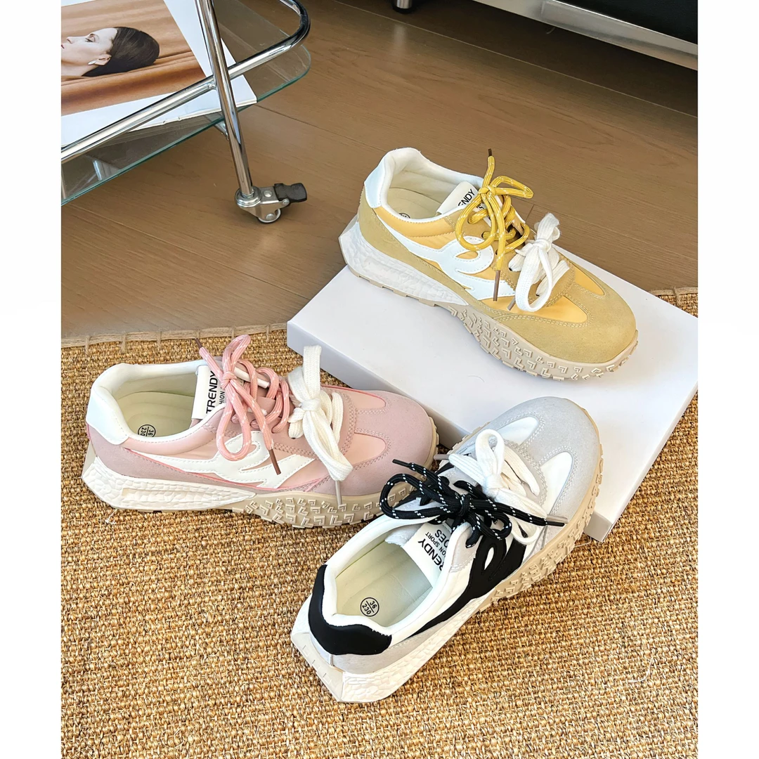 德训鞋女7cm内增高运动休闲鞋爆款复古丑萌厚底阿甘鞋学女鞋2734