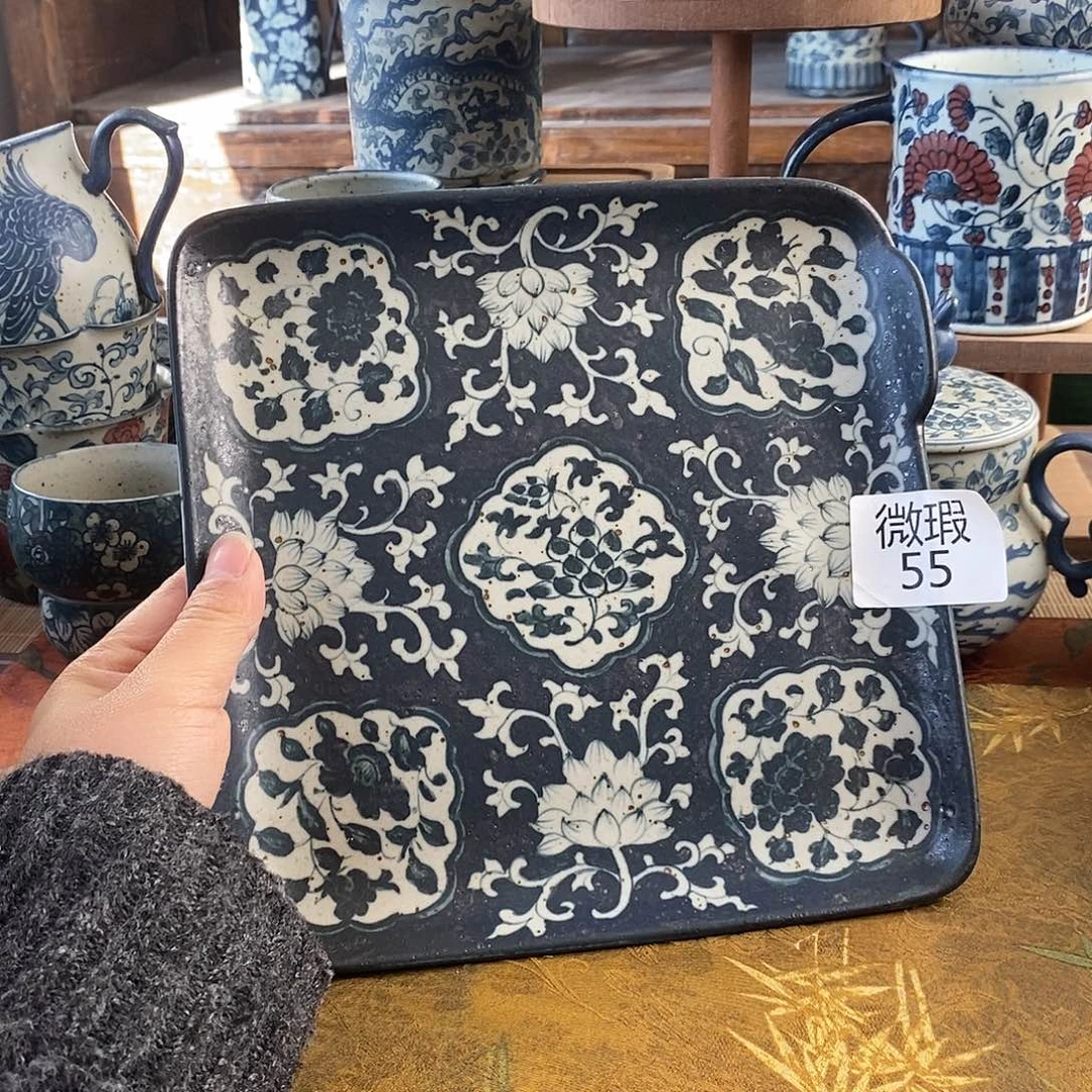 太***泪陶手工手绘青花高温陶瓷