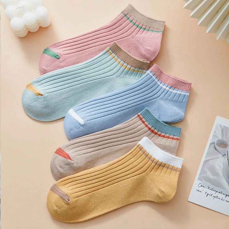 袜子女短袜夏春双针棉线吸汗透气薄款百搭糖果色夏日新款短筒袜女
