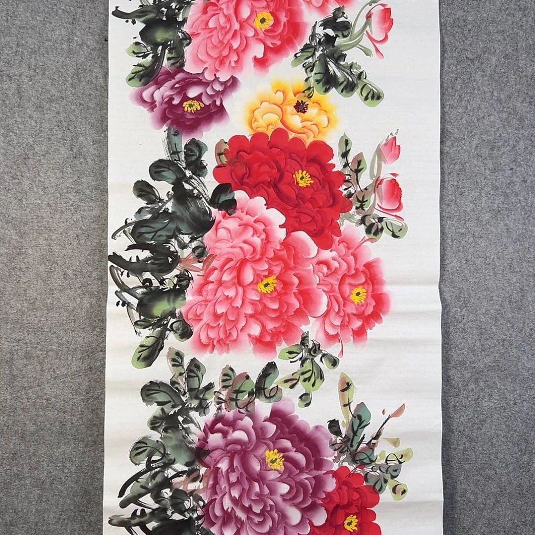 国画535 花鸟在树丛的顶端鸣叫叫声