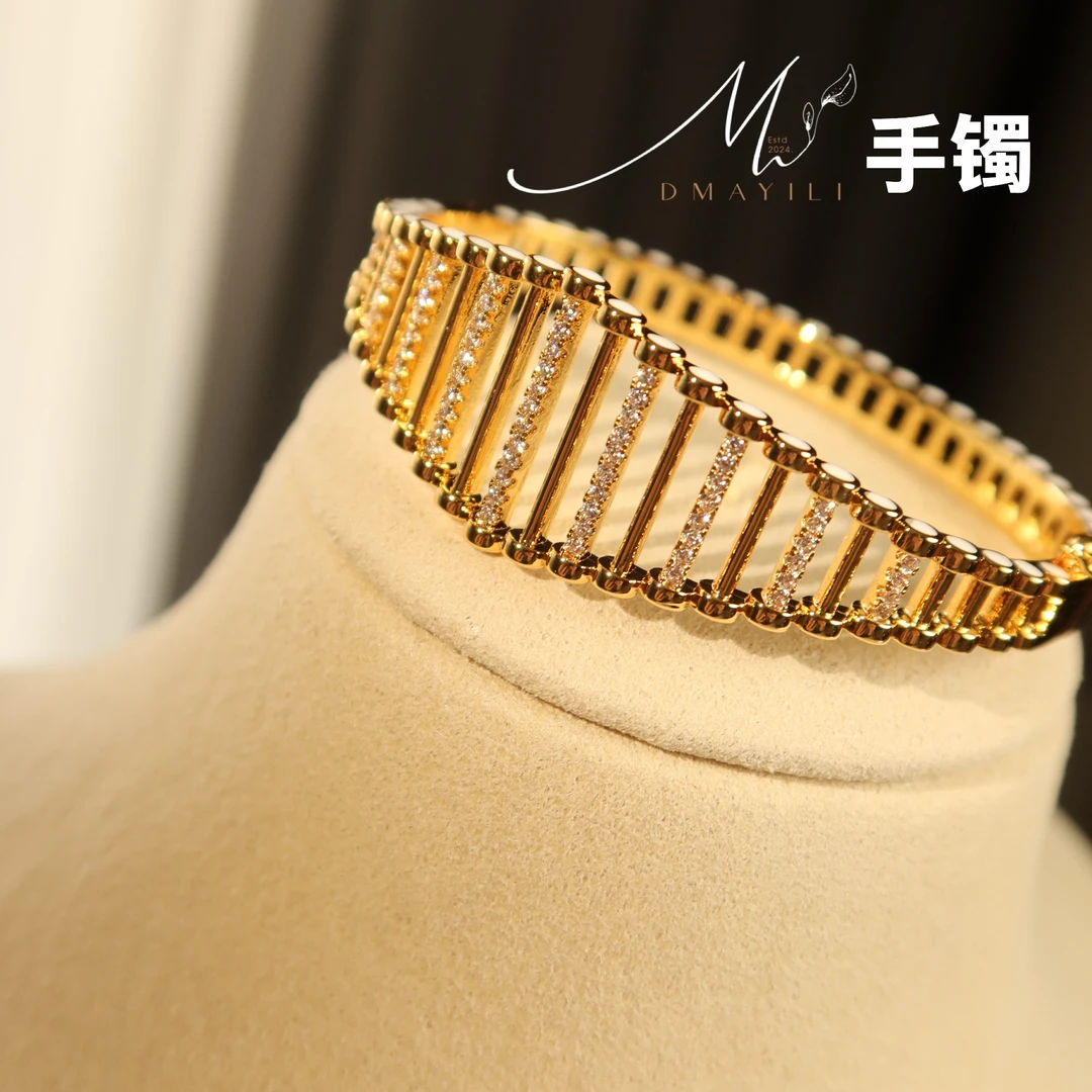 黄铜手镯 MAYILI滴油锆石镶钻铜手镯