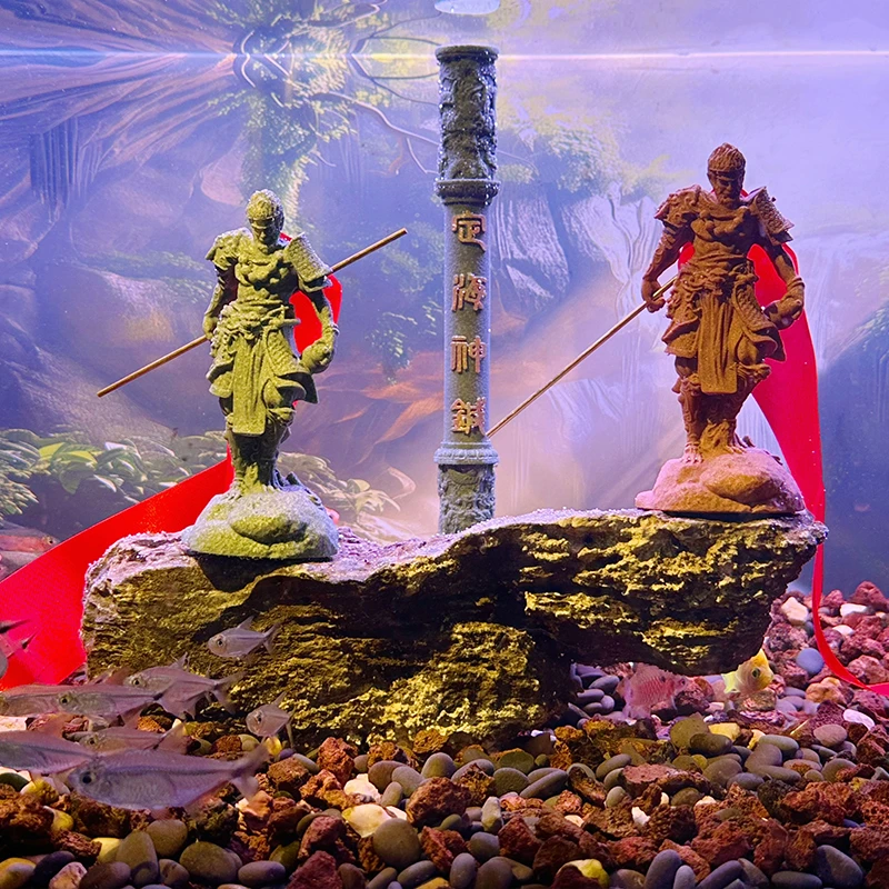 鱼缸造景爆款齐天大圣水族如意金箍棒青砂石水族摆件黑神话悟空