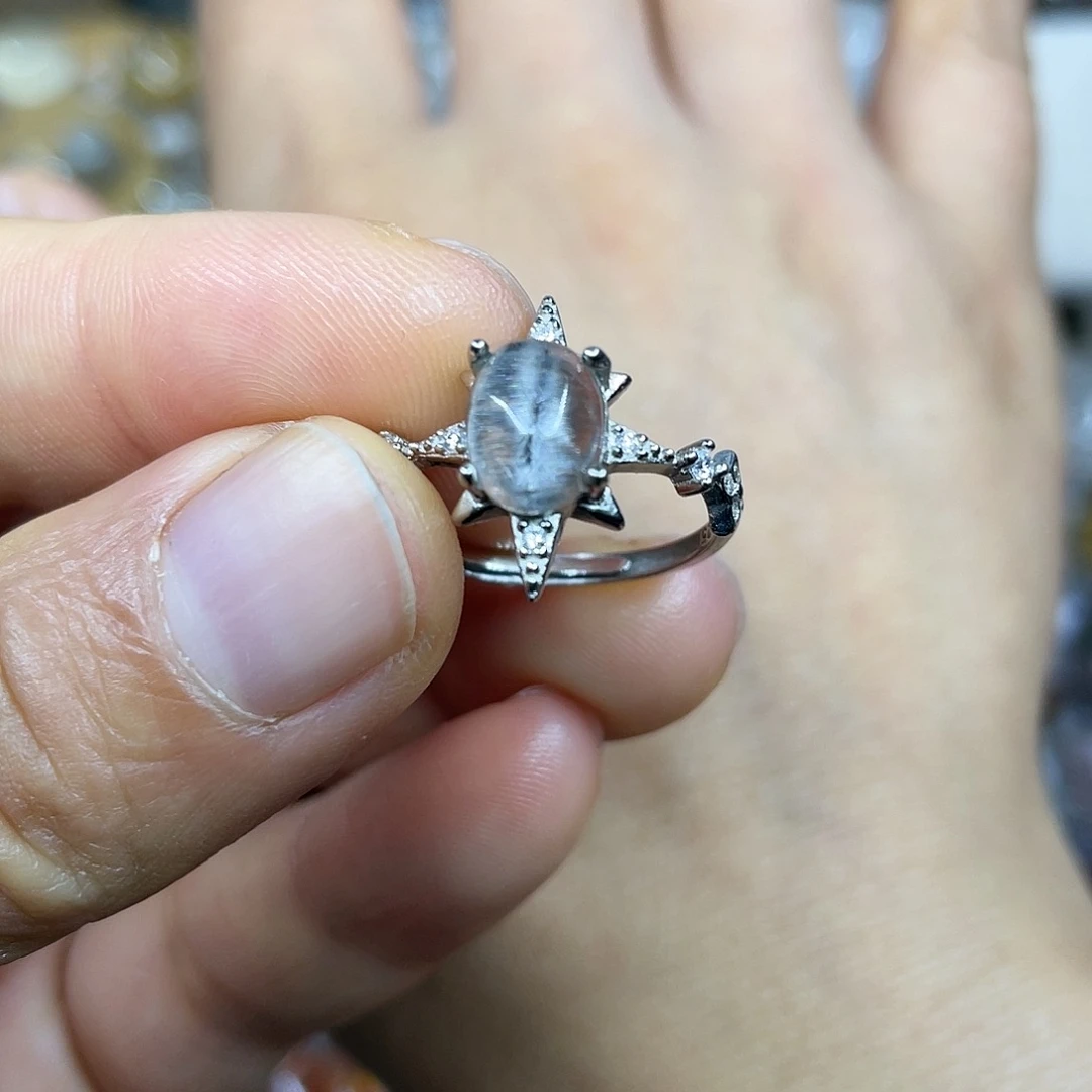 【闪购商品】银S925镶嵌珠宝半成品水晶戒指