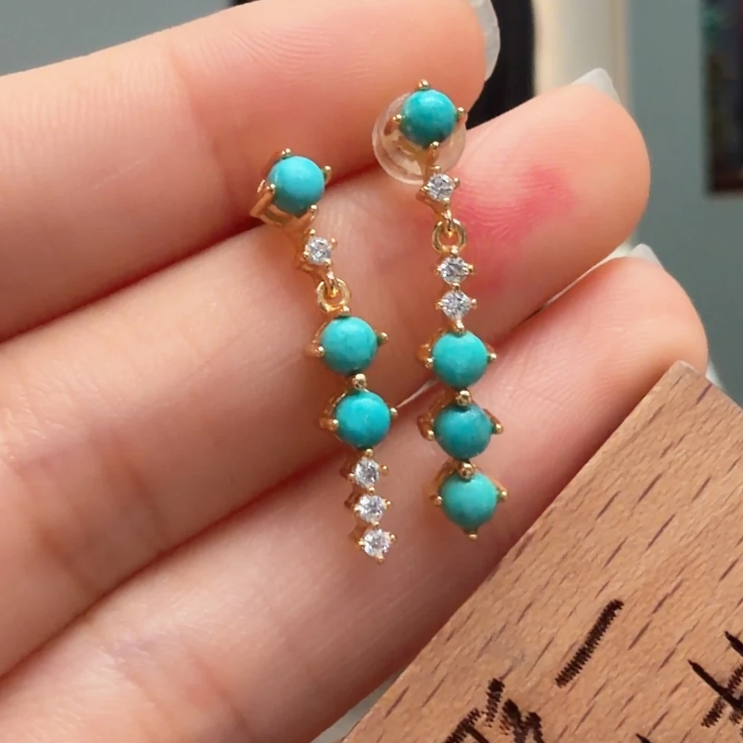 绿松石未镶嵌耳饰