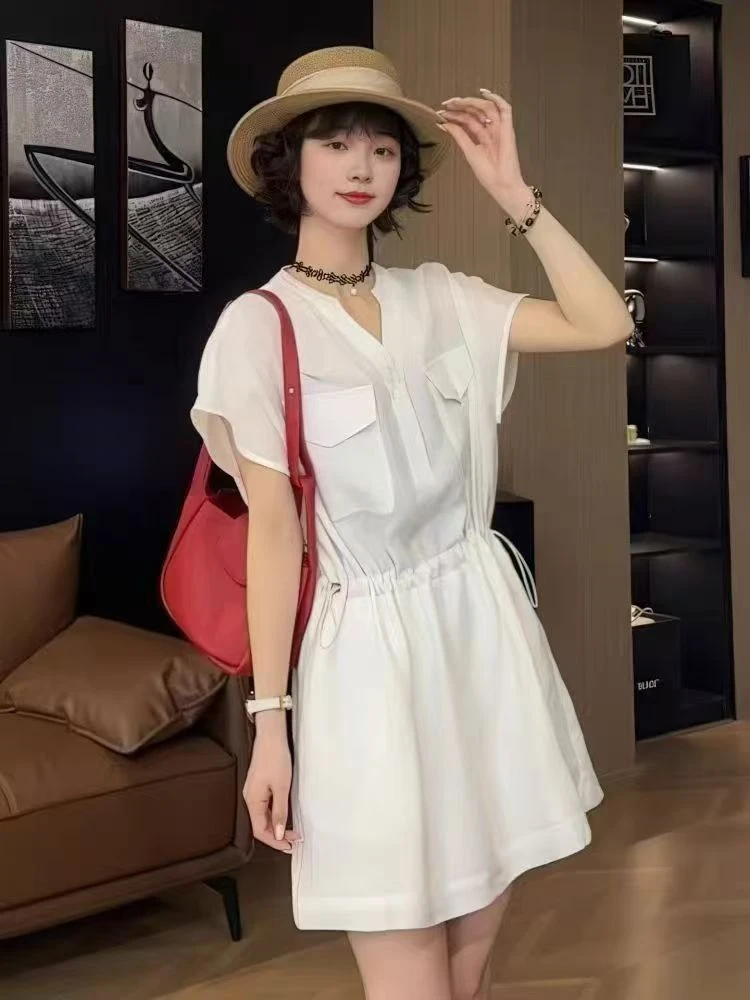 【二婷推荐】25年夏季新款时尚百搭抽绳连衣裙8831