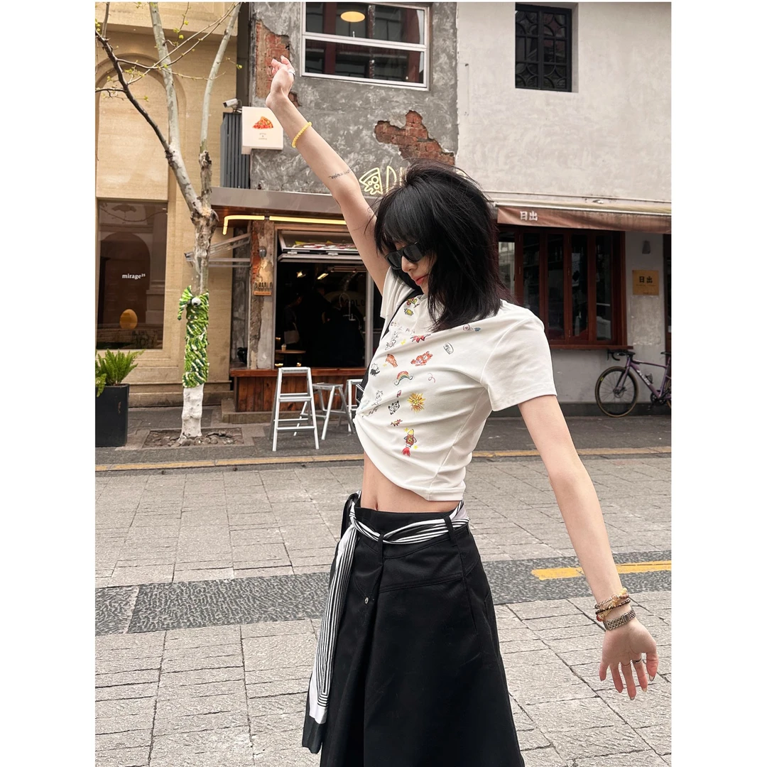 『VIDIN LIM』原创手绘涂鸦童趣印花设计感短袖T桖JBCT61511