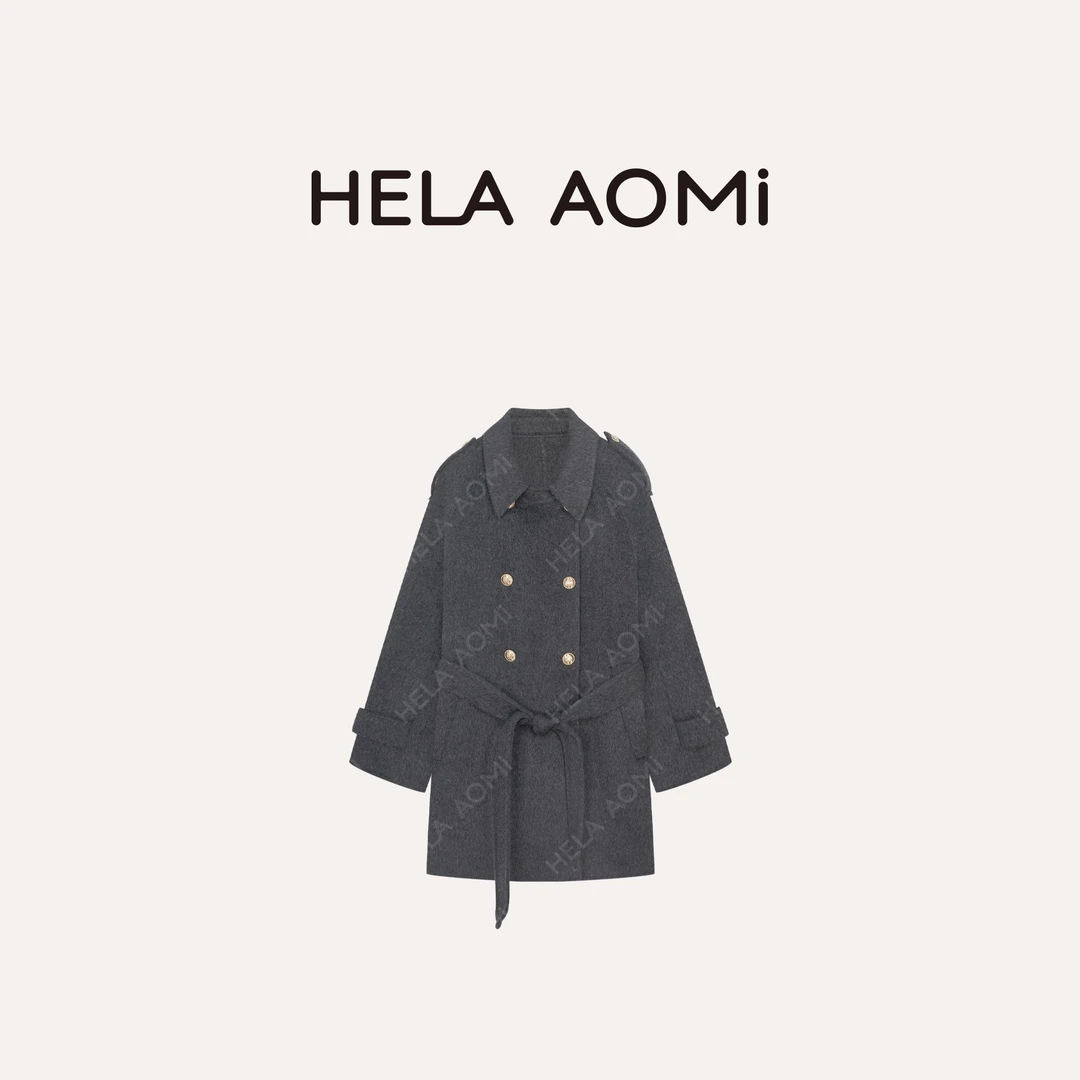 HELA AOMI “双排金扣·大衣”绵羊毛95.2%+骆驼绒大衣CY5DC08456