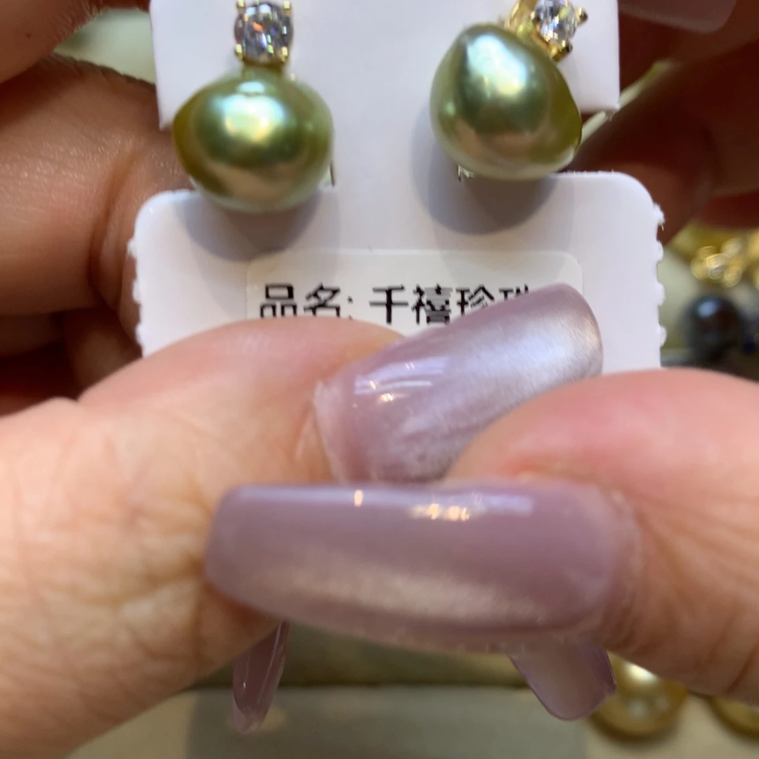 银S925镶嵌耳饰海水珍珠