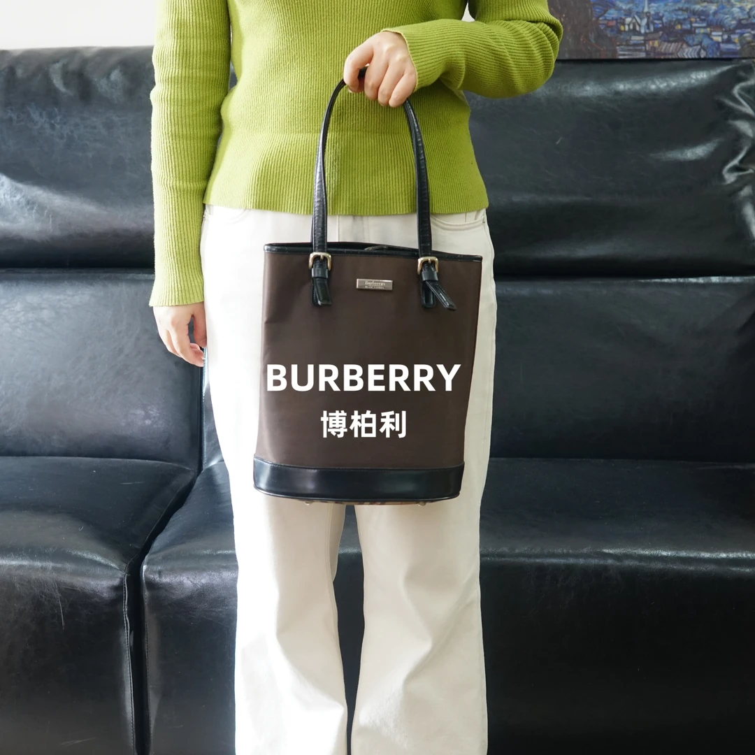 95新 BURBERRY/博柏利   格纹单肩水桶包/JJ03704063/4063